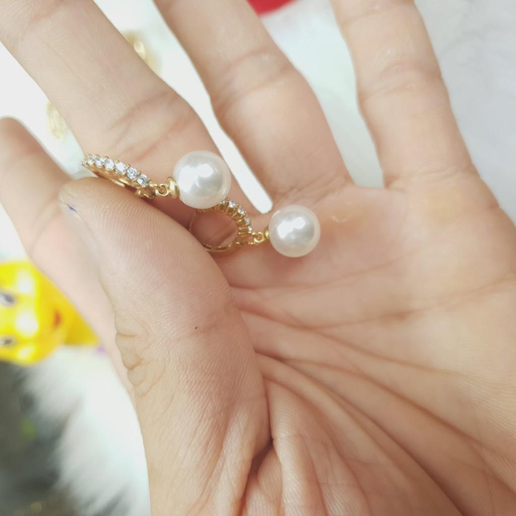 Bông Tai Kiểu Ngọc Treo Vonfram Cao Cấp-Dùng lâu dài tắm rửa thoải mái không phai màu