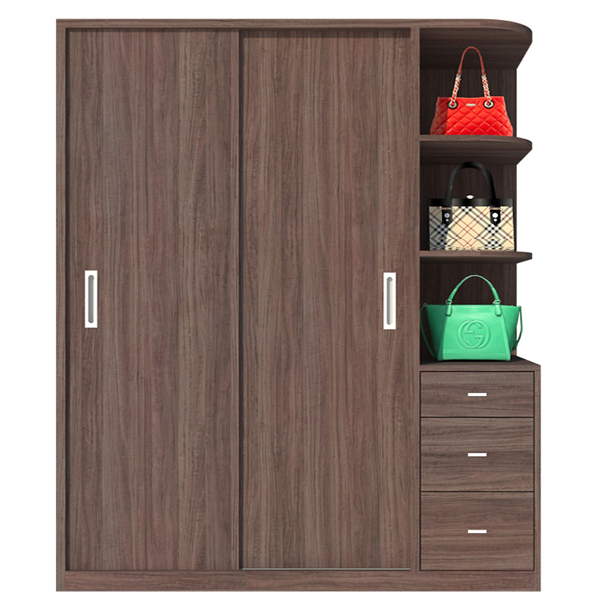 Tủ quần áo gỗ MDF Tundo cửa lùa màu nâu 180 x 55 x 200cm