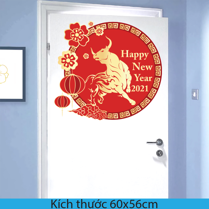 Decal Trang Trí Phòng Làm Việc, Decal Trang Trí Phòng Ngủ, Decal Trang Trí Phòng Khách | Decal Chủ Đề  Trâu Vàng Tết 2021