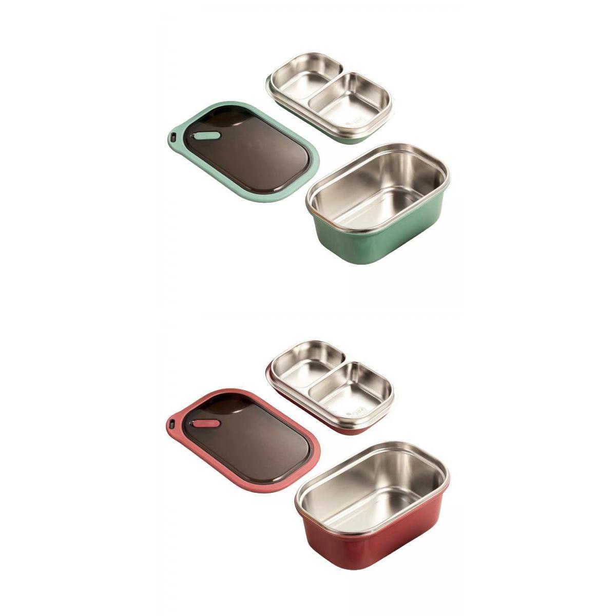 2PCS 2-Tier Stainless Steel Bento Lunch Box for Picnic Camping Travel 1200ML