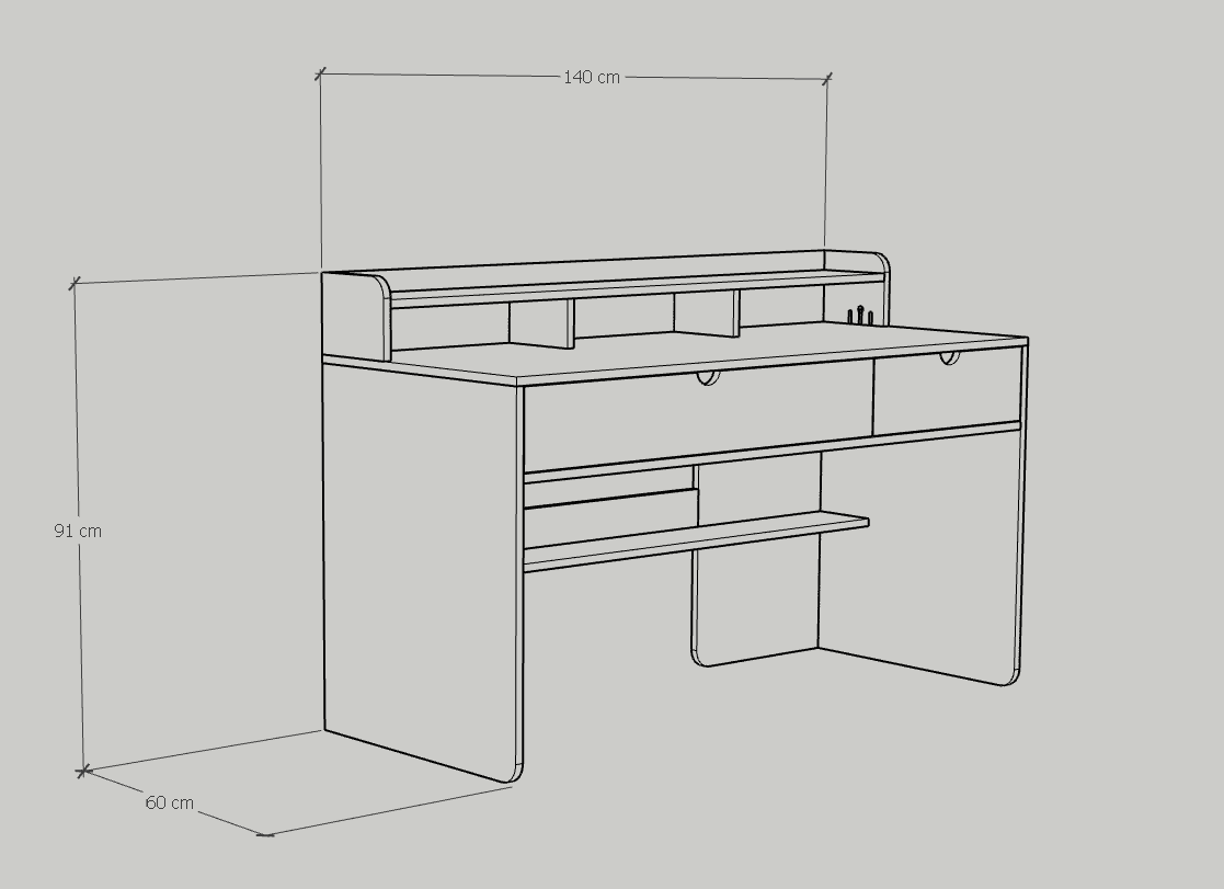 [Happy Home Furniture] CIRCLE , Bàn làm việc 2 ngăn kéo, 140cm x 60cm x 91cm ( DxRxC), BAN_046