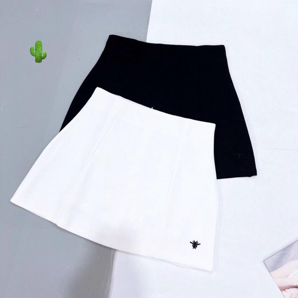 Chân váy chữ A thêu logo BEE - Váy thời trang chất Kate Nhật - Có lót an toàn cho bạn