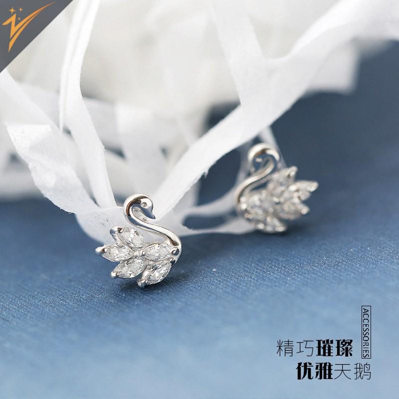 Bông tai S925 thiên nga, phong cách RETRO phá cách, đính đá Zircon, thiết kế nữ tính retro - TLJA19