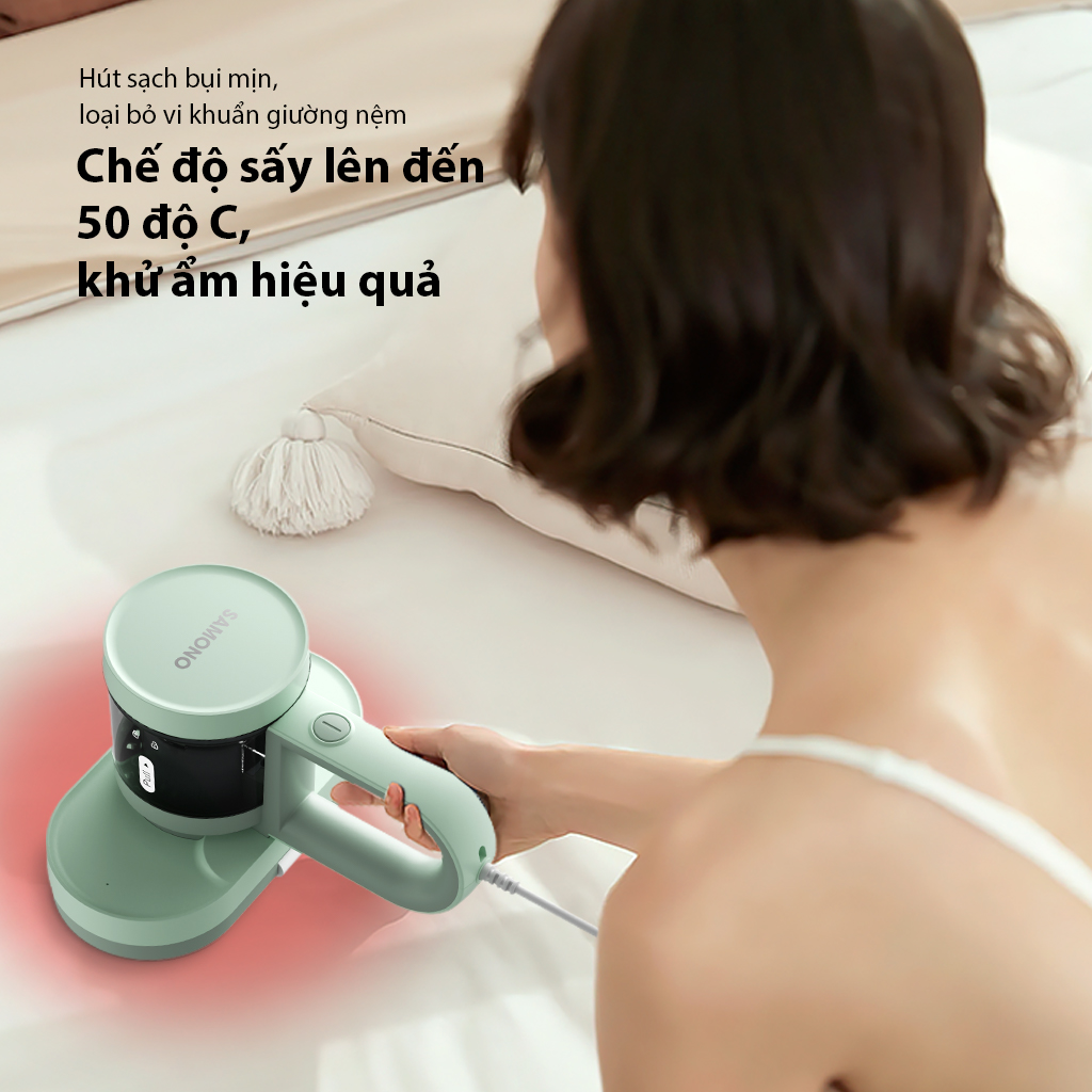Máy Hút Bụi Giường SAMONO Tia UV diệt khuẩn Lực hút 14K Pa Tự động sấy khử ẩm Hộp chứa 300ml SW-MPG350 HÀNG CHÍNH HÃNG