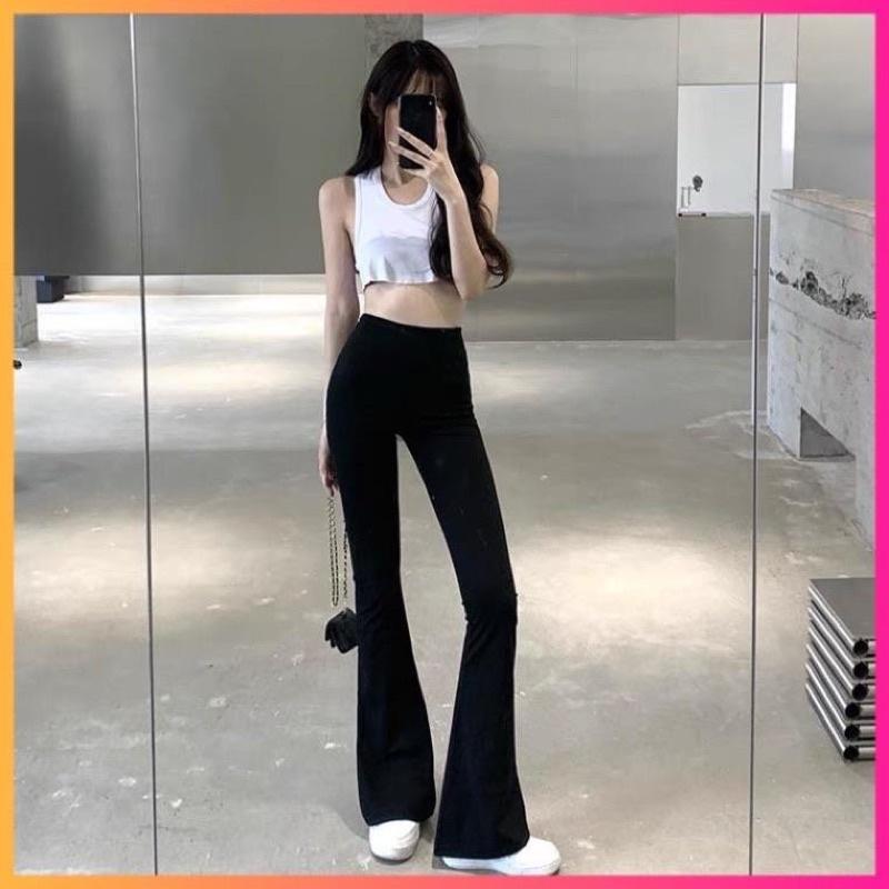 Quần ống loe cạp cao phong cách