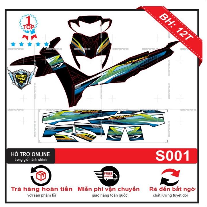 Tem rời dán xe sirius xanh đen - Bi Decal