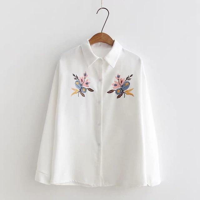 Áo Sơmi dài tay thêu hoa tinh tế