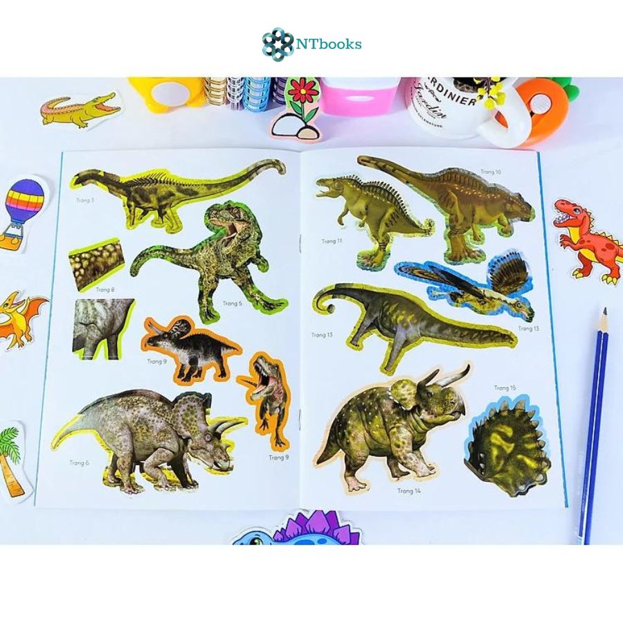 Trọn bộ 8 cuốn sách Sticker Khủng Long - Vừa Học Vừa Chơi