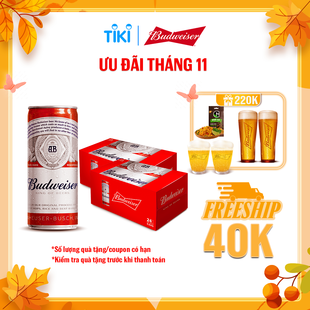 Combo 2 Thùng 24 Lon Bia Budweiser