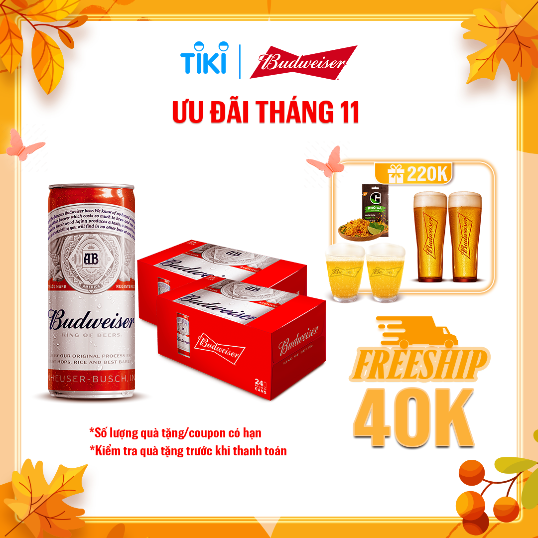 Combo 2 Thùng 24 Lon Bia Budweiser (330ml/ lon)