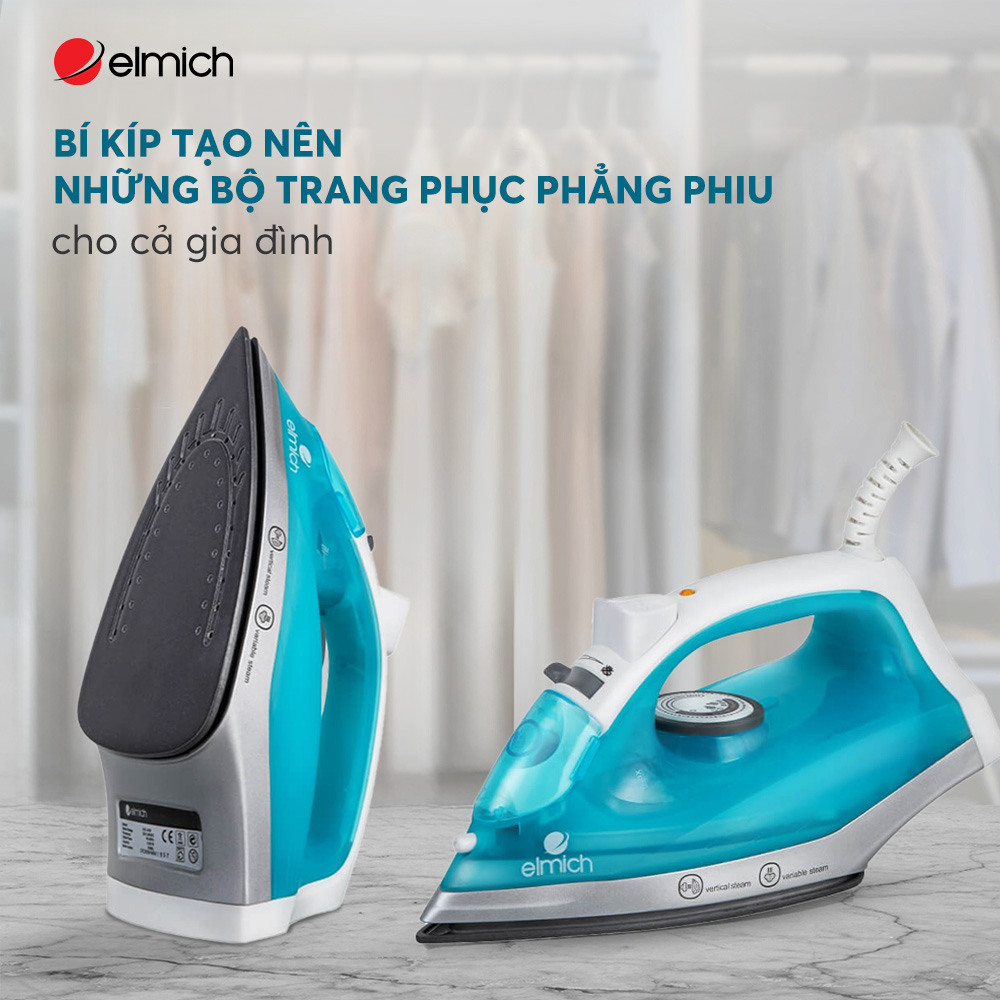 Bàn ủi hơi nước Elmich SIE-3438 1100W, SIE-3436 11200W, Hàng chính hãng, chống cặn nước - JoyMall