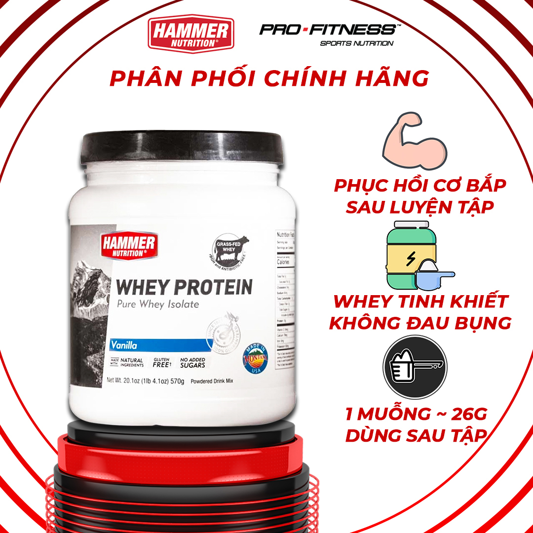 Sữa Whey Protein Hammer Nutrition 24 serving - Whey Isolate duy trì và phục hồi cơ nhanh chóng