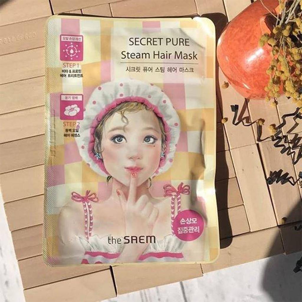 Mặt Nạ Ủ Tóc Cung Cấp Protein Giữ Tóc Mềm Mượt The Saem Secret Pure Steam Hair Mask 15g+5g