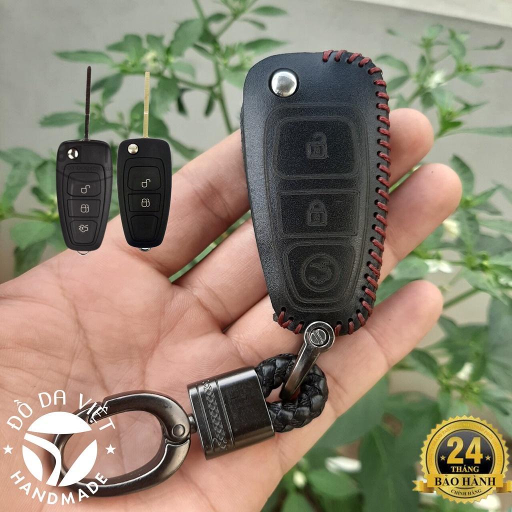 Bao da chìa khoá ôtô Ford Ranger XLS, XLT 2014-2017, Ecosport, Mazda BT50 chìa gấp nhỏ, Da bò nhập khẩu, BH 2 năm