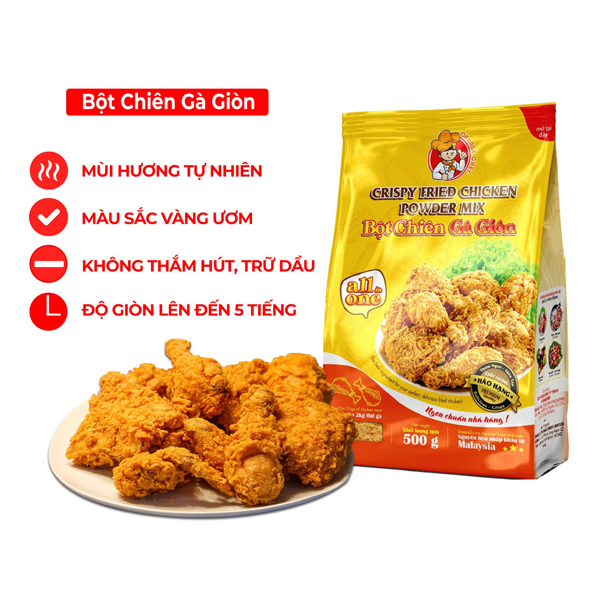 Bột chiên gà giòn KFC All in One | Túi 500G - Nguyên liệu thượng hạng nhập khẩu từ Malaysia