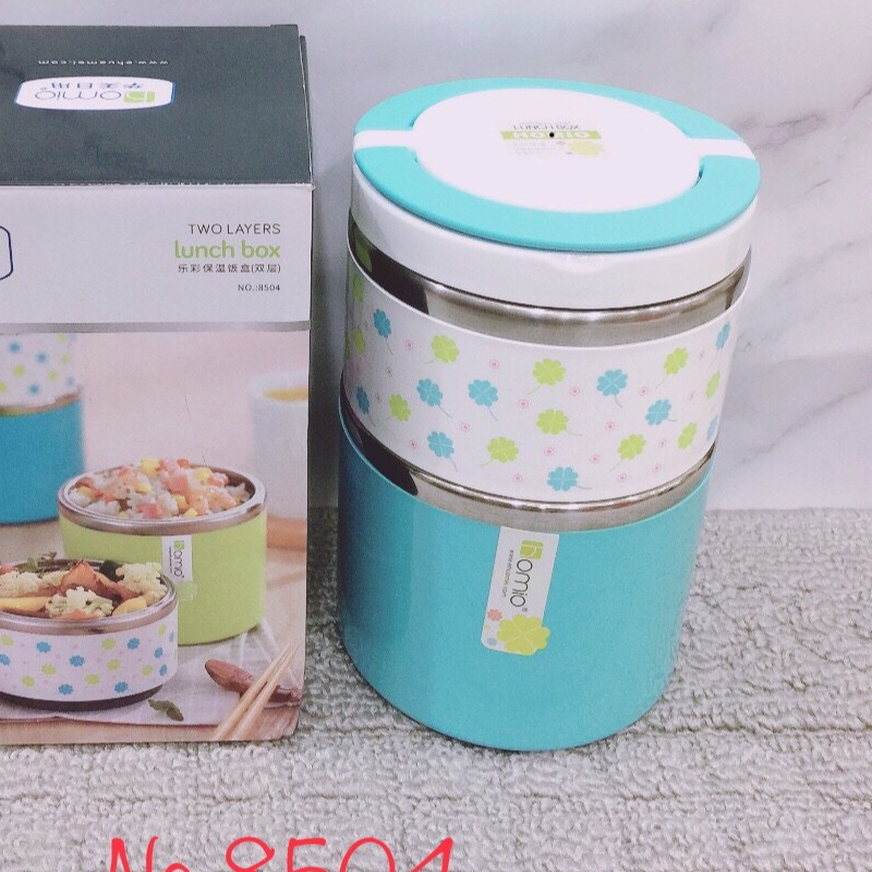CẶP LỒNG ĐỰNG CƠM GIỮ NHIỆT RUỘT INOX 304 CAO CẤP HỌA TIẾT HOA NHÍ 3 TẦNG - TH14