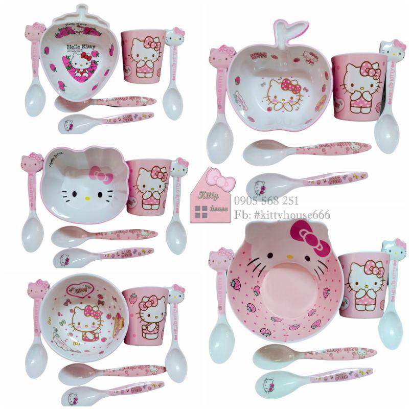 SET COMBO TÔ / CHÉN LY MUỖNG KITTY KITTY HOUSE