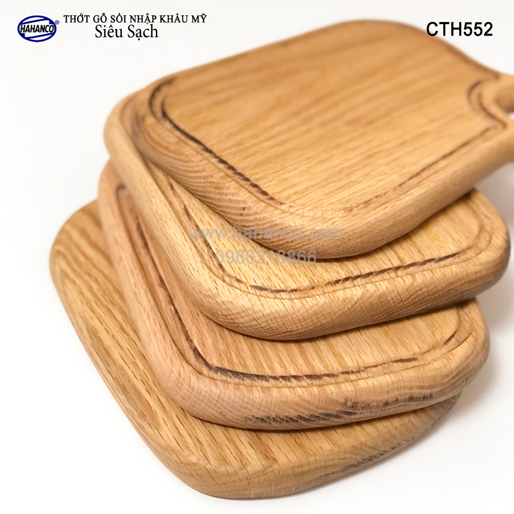 Thớt xinh gỗ Sồi Mỹ (OAK) có rãnh bao quanh (CTH552) hàng Xuất Khẩu Châu Âu - khay bánh mì/trái cây/ bít tết/ pizza/ phụ kiện chụp ảnh, bày món ăn trong nhà hàng - Sang trọng trên bàn ăn - HAHANCO