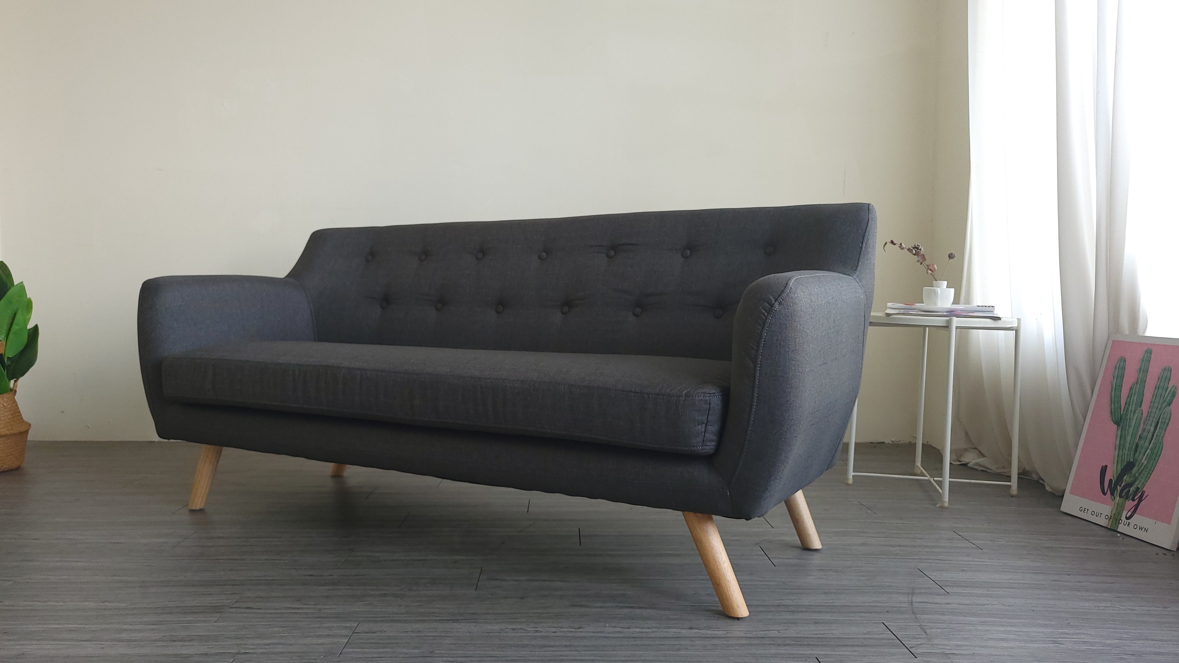 Sofa ghế băng dài Tundo 1m8 nệm rời tháo giặt màu xám.
