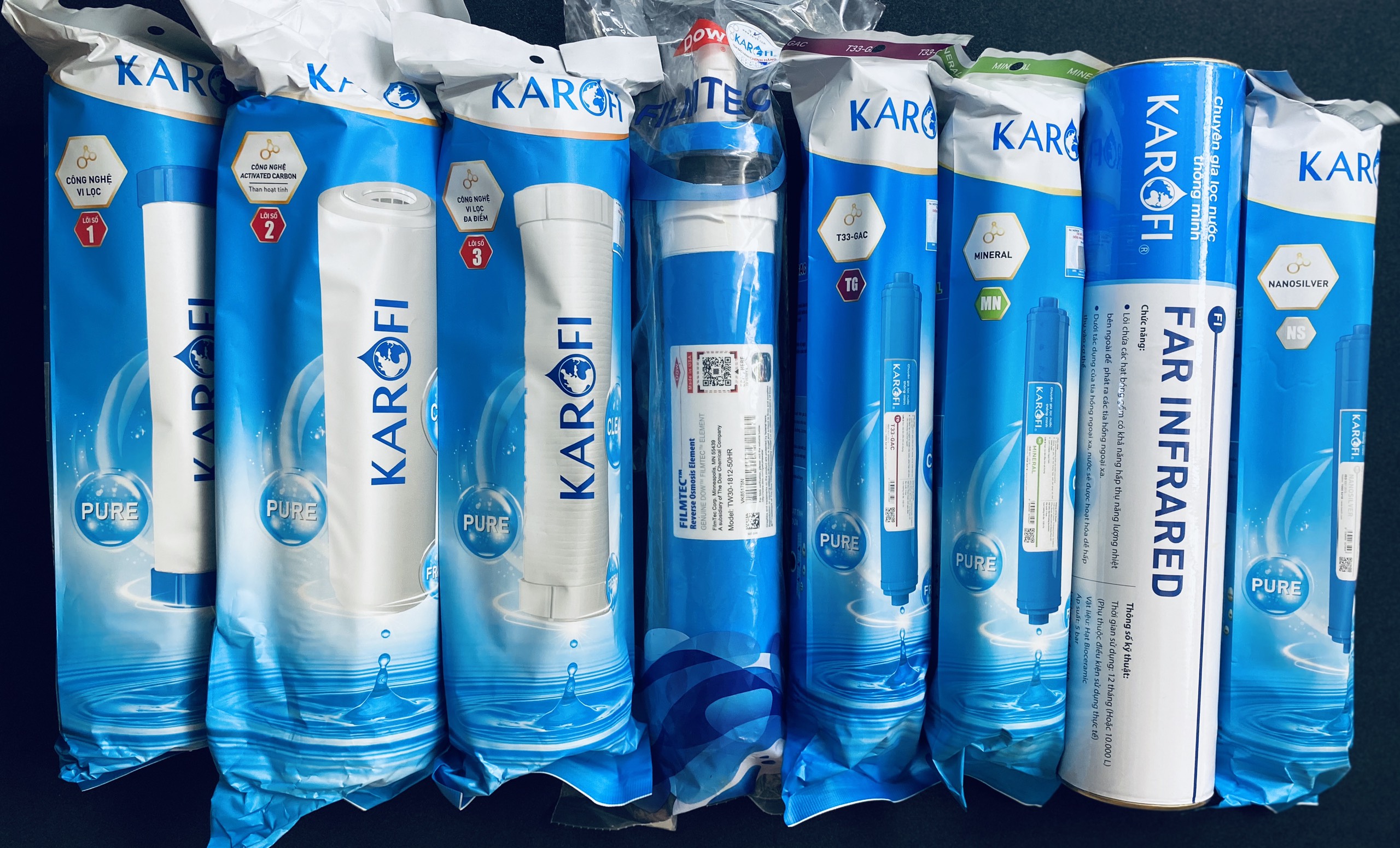 Combo 8 lõi lọc nước dành cho máy lọc Karofi 8 cấp - Hàng chính hãng