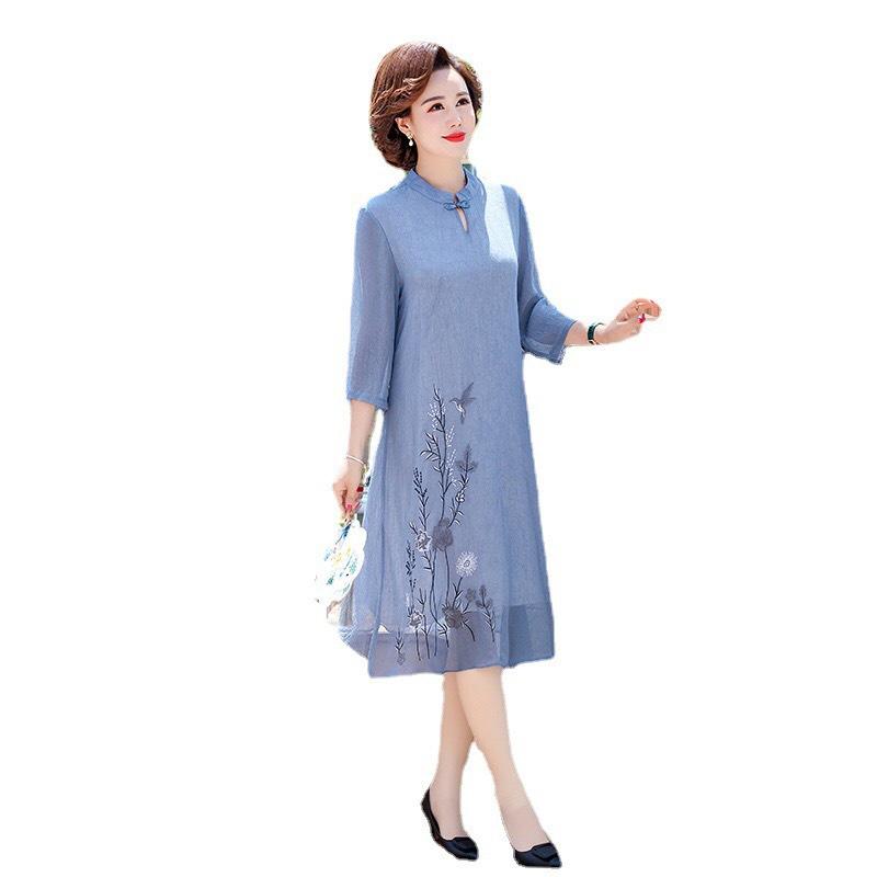 ️Đầm Suông Trung Niên️Đầm Dự Tiệc Trung Niên Phối Họa Tiết Hoa Dáng Suông Sang Trọng Size