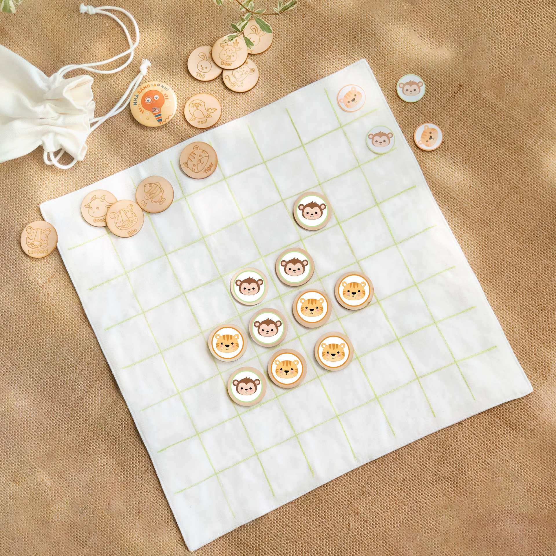 CỜ CARO DIY 3 TRONG 1 KẾT HỢP FLASHCARD SONG NGỮ