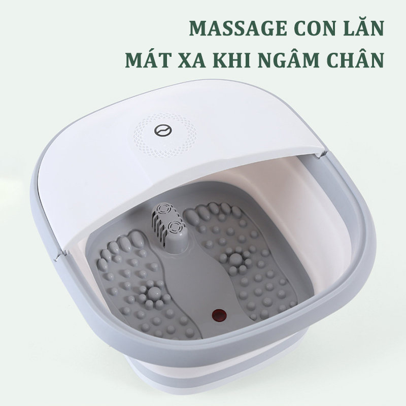 Chậu ngâm chân gấp gọn tự động đun nóng và duy trì nước ấm, Bồn ngâm sục khử mùi hôi chân