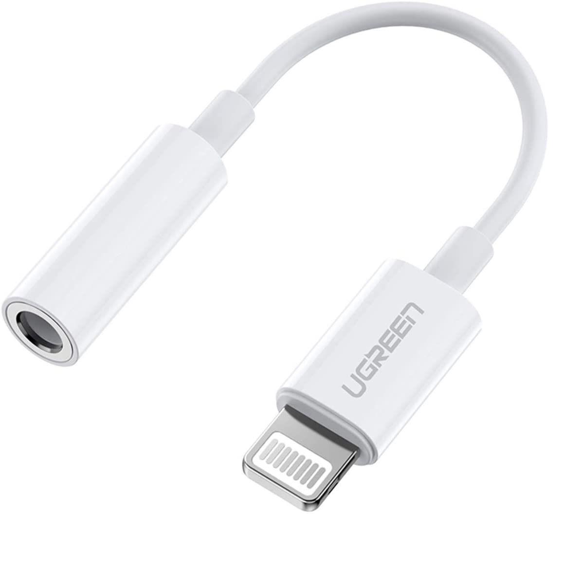 Ugreen UG30759US212TK 7cm có chipset MFI lightning sang 3.5mm màu trắng - HÀNG CHÍNH HÃNG