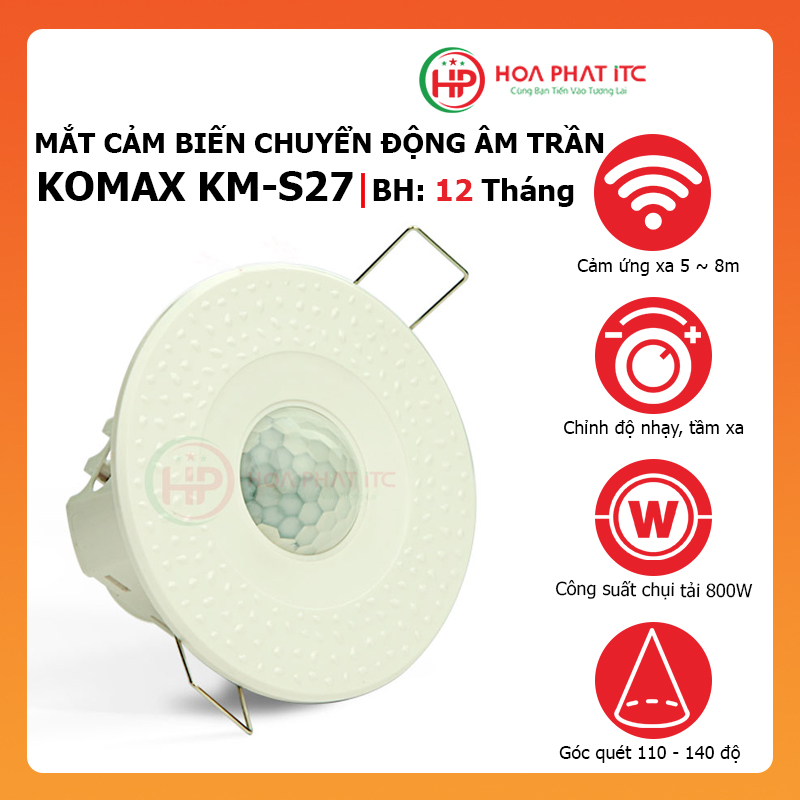 Mắt cảm biến hồng ngoại âm trần Komax KM-S27 - Hàng chính hãng