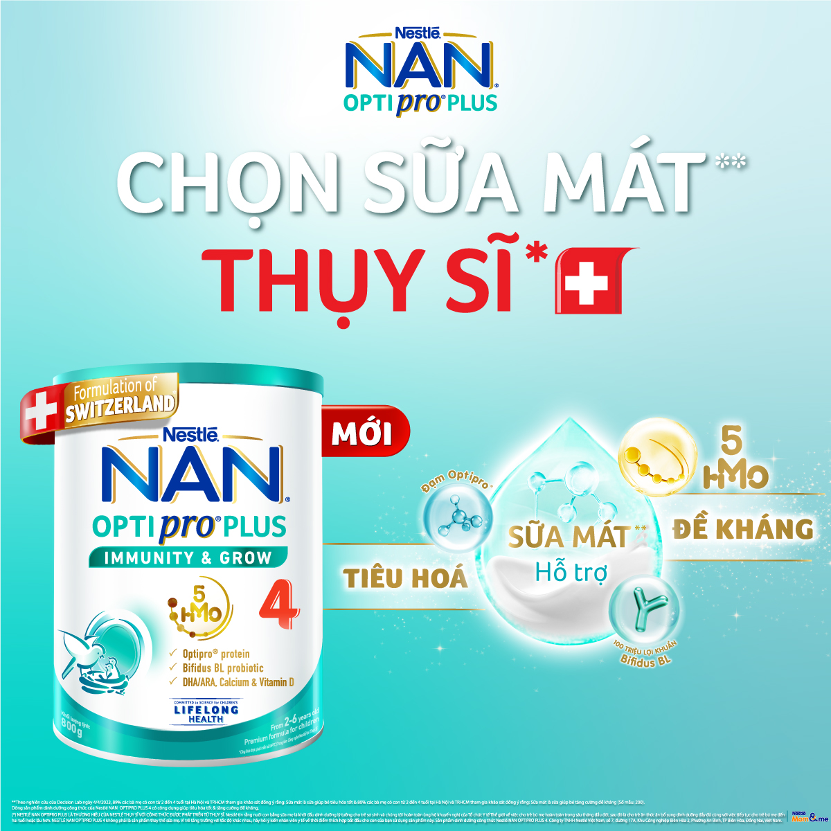 Bộ 2 lon Sữa bột Nestlé NAN OPTIPRO PLUS 4 800g/lon với 5HMO Giúp tiêu hóa tốt + Tăng cường đề kháng  + Tặng Bàn học gấp gọn - Bé 2-6 tuổi