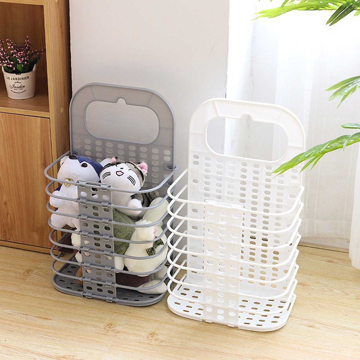 Giỏ đựng đồ gấp gọn thông minh Việt Nhật tặng móc dính trong , giỏ treo tường đựng quần áo đồ dùng nhà tắm (Màu ngẫu nhiên) - HÀNG VIỆT NAM
