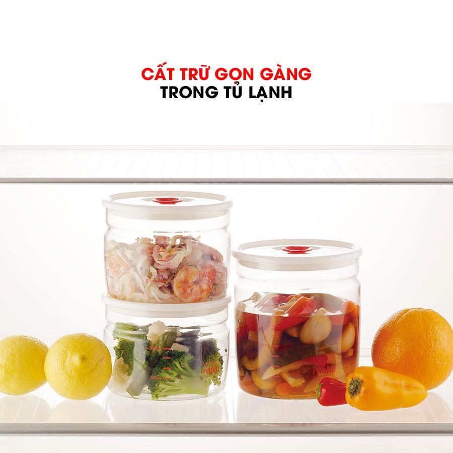 Hũ thủy tinh chịu nhiệt nắp hít 1L