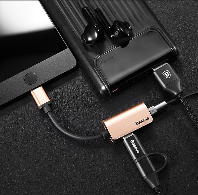 Đầu chuyển Type C sang Audio 3.5mm & Type C Baseus L40 - hàng chính hãng
