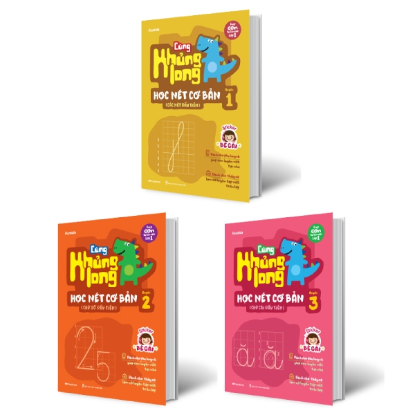 Combo Cùng Khủng Long Học Nét Cơ Bản - Bé Gái: Quyển 1 + 2 + 3