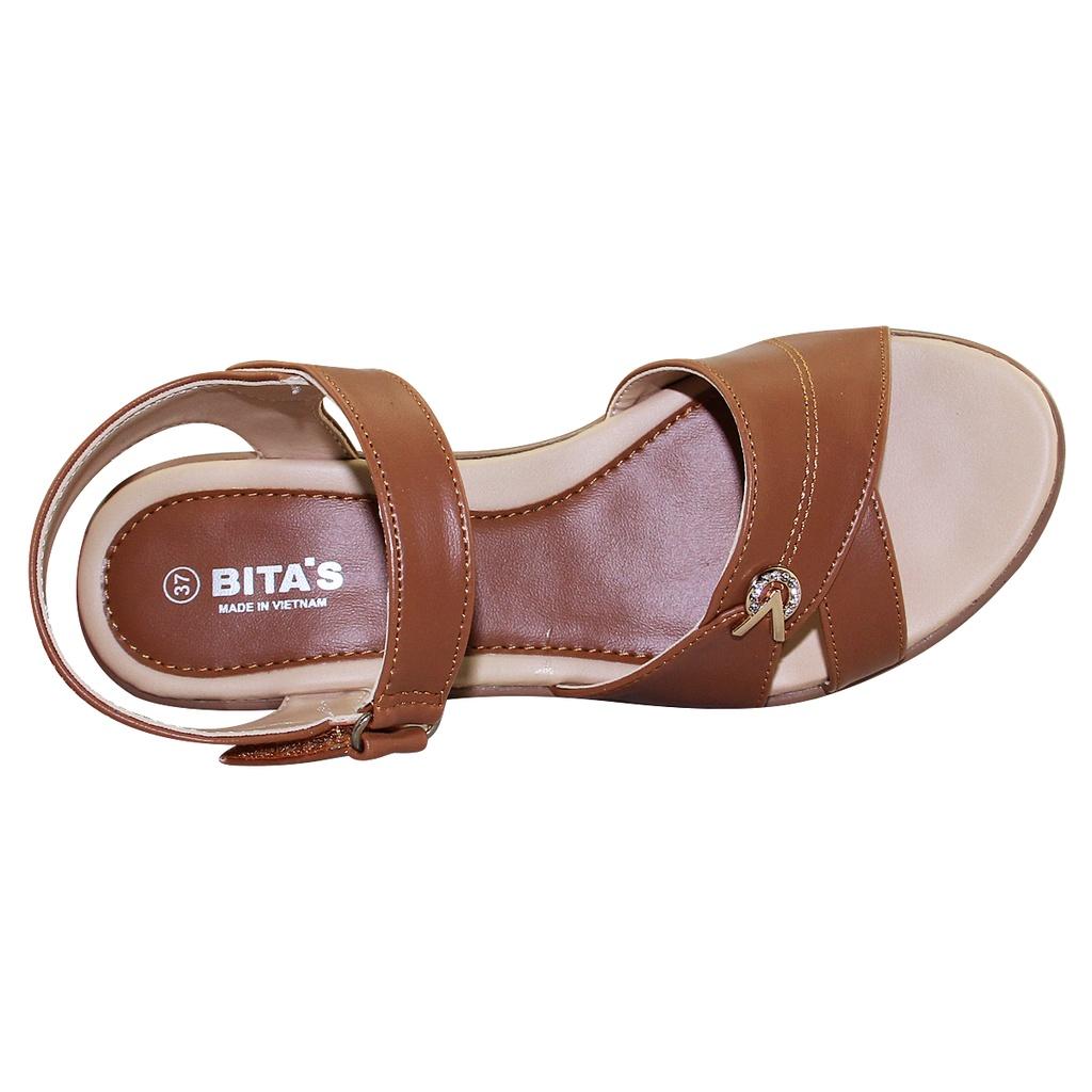 Sandal gót cao nữ Bita's SYN.251 (Đen + Kem + Nâu