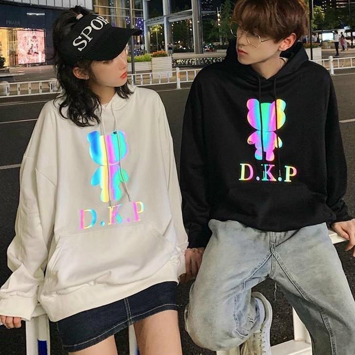 Áo Hoodie Nỉ Nam Nữ From Rộng Unisex In Dạ Quang Phát Sáng Chú Gấu Cực Hot Chất Nỉ Ngoại Dày Dặn (DKP)