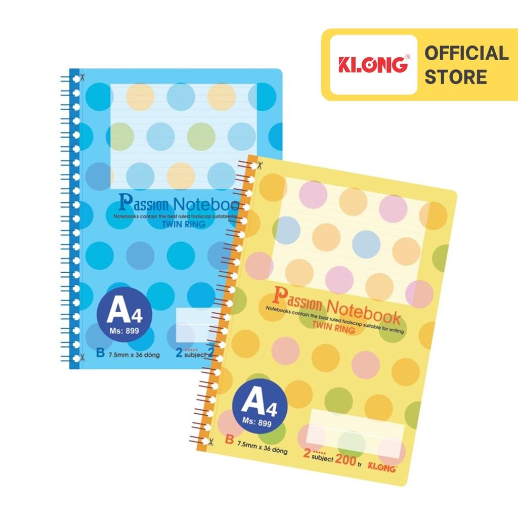 Sổ kẻ ngang lò xo kép KLONG A4 200 trang 70/92; MS: 899