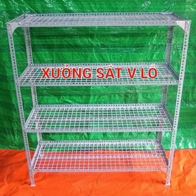 Kệ sắt v lỗ Rộng 30cm x Dài 1,5m ,Cao từ 60cm đến 1,5m ,kệ sắt v lỗ vỉ lưới sắt ô vuông nhiều tầng kệ