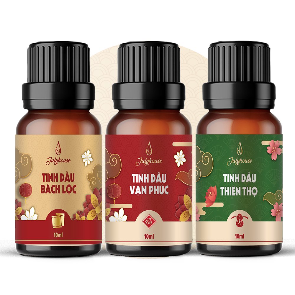 Combo 3 tinh dầu Tết Vạn Phúc - Bách Lộc - Thiên Thọ 10ml/chai JULYHOUSE độc quyền Tết Tân Sửu 2021