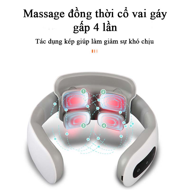 Gối Massage Cổ Vai Gáy Xung Điện Hồng Ngoại Trị Liệu 6 Chế Độ Đa Năng Cao Cấp Máy Mát Xa Cổ Chữ U 4 Miếng Dán Điện Từ 20 Cấp Độ Tùy Chọn Massage Nhiệt Giúp Làm Giảm Đau Nhức Cổ  - ML010