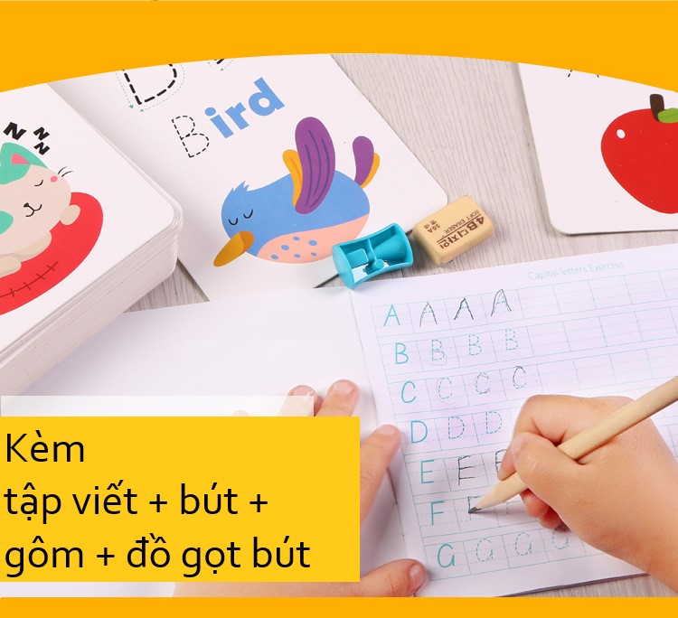Thẻ học chữ cái và học số kèm tập viết cho bé
