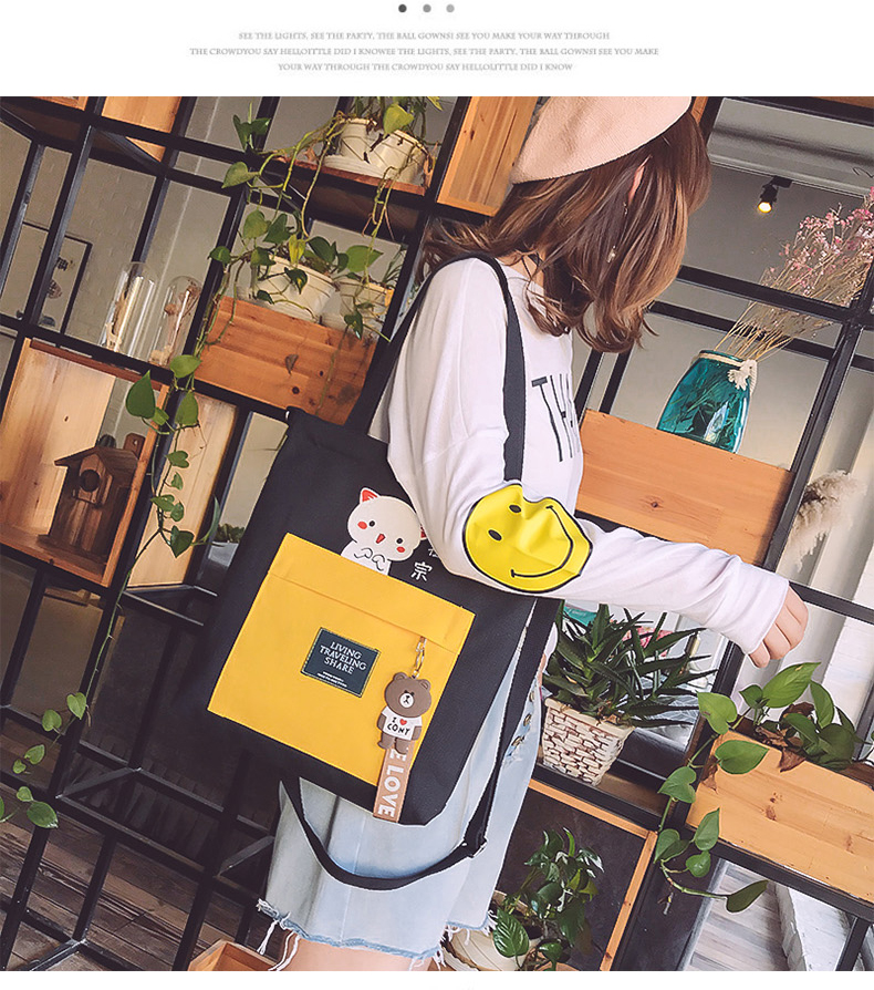 Túi Tote Vải Canvas Nữ Có Khóa Ulzzang Hot Trend Kita Unisex - Mẫu MÈO CUTE - Ảnh thật