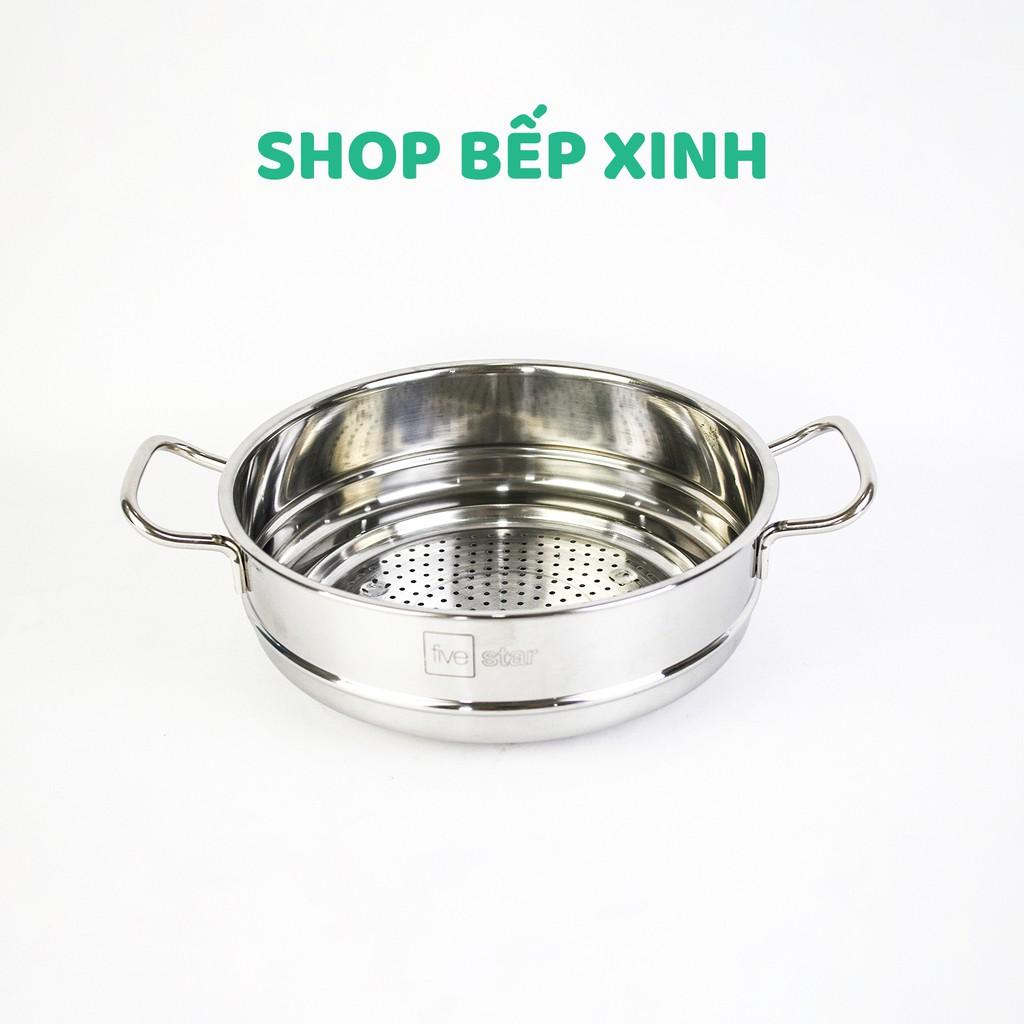 Bộ nồi xửng inox cao cấp FIVESTAR 5 chiếc 3 đáy bếp từ , inox 304 vancover , nắp inox (tặng 10 muỗng ăn)