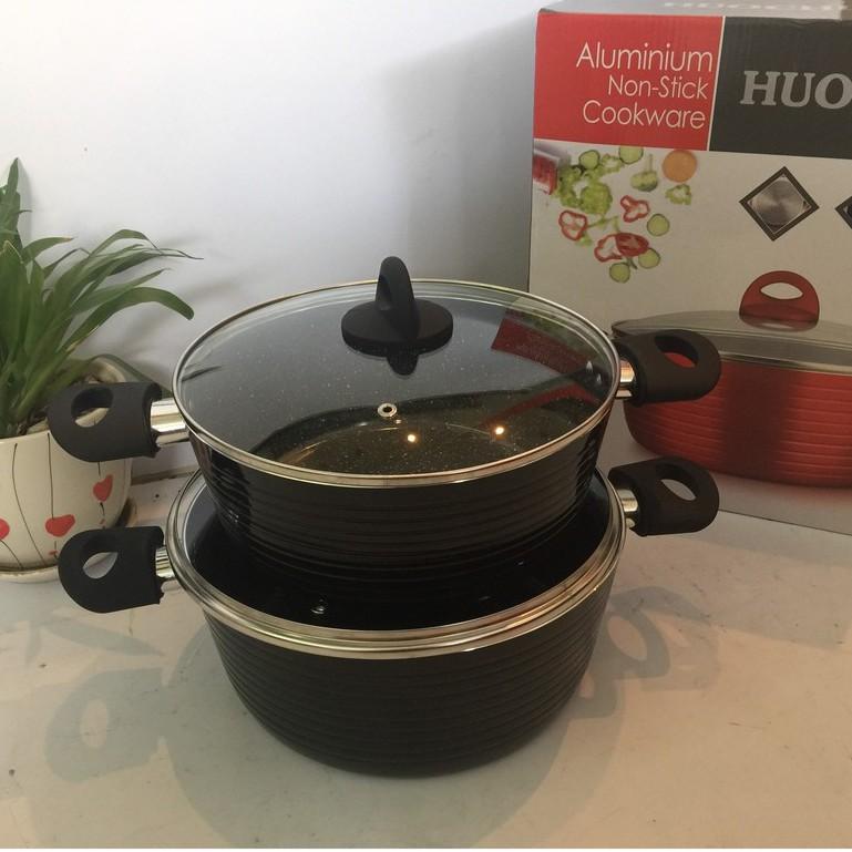 Nồi chống dính màu đen nắp kiếng, sử dụng như nồi chiên có đủ size được thiết kế từ Đức.