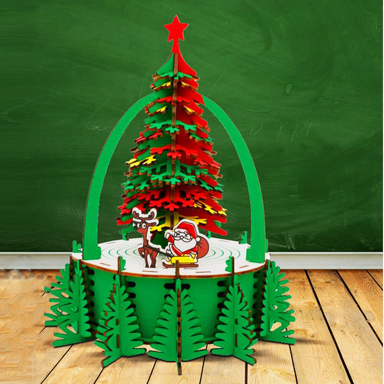 Đồ chơi lắp ráp gỗ 3D Mô hình Christmas Ferris Wheel Laser
