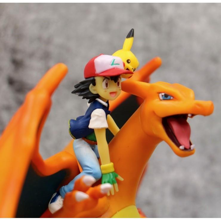 Mô Hình Poke mon Rồng phun lửa Xiaozhi Pikachu kết hợp
