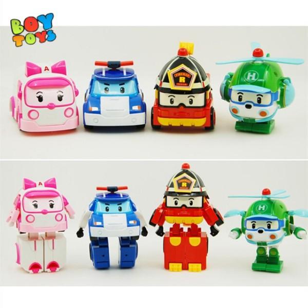 Hộp đồ chơi biệt đội 4 xe Robocar Poli biến hình 2 trong 1