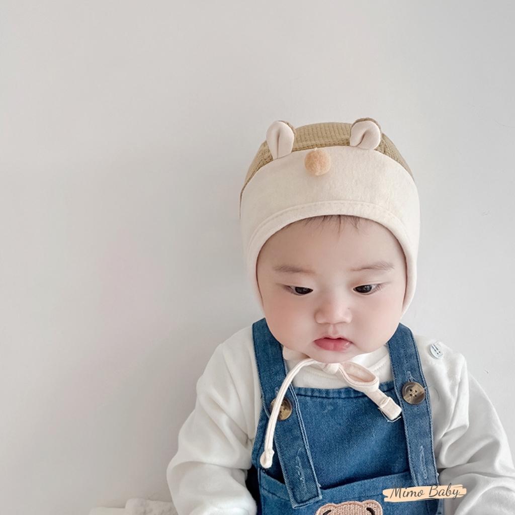 Mũ nón cotton buộc dây tai thỏ mũi bông dễ thương cho bé MD187 Mimo Baby