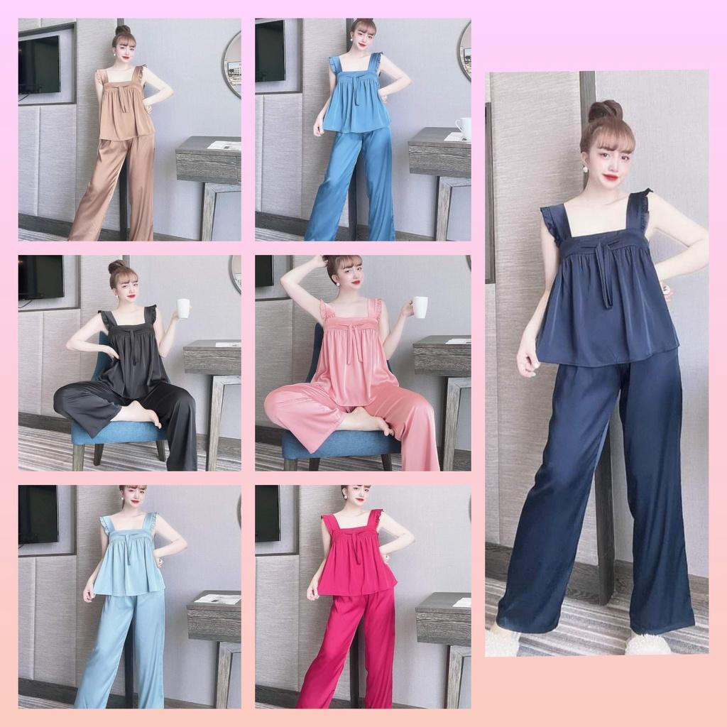 Đồ ngủ sexy, đồ ngủ 2 dây cánh tiên, bộ ngủ lụa chất satin mềm mịn mát