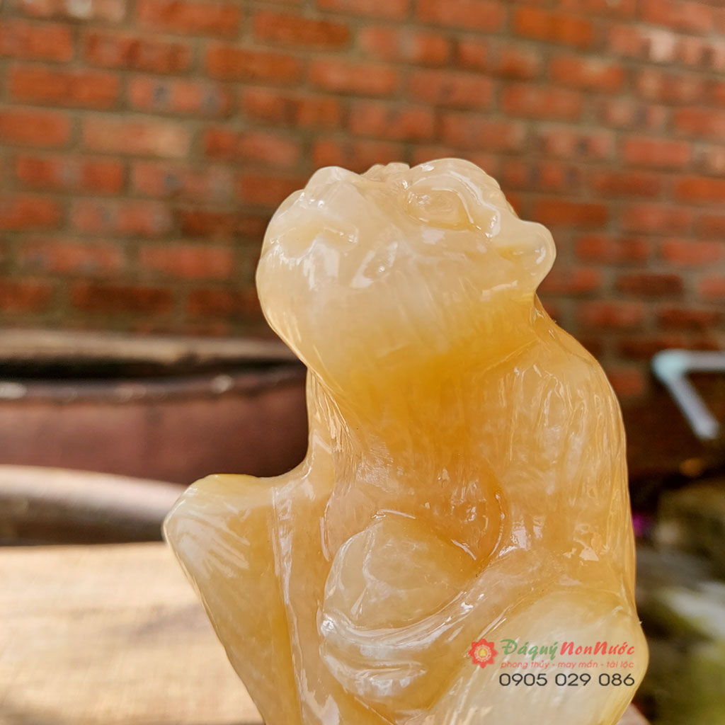 Tượng khỉ 12 con giáp phong thủy đá ngọc hoàng long 12cm - đá Non Nước